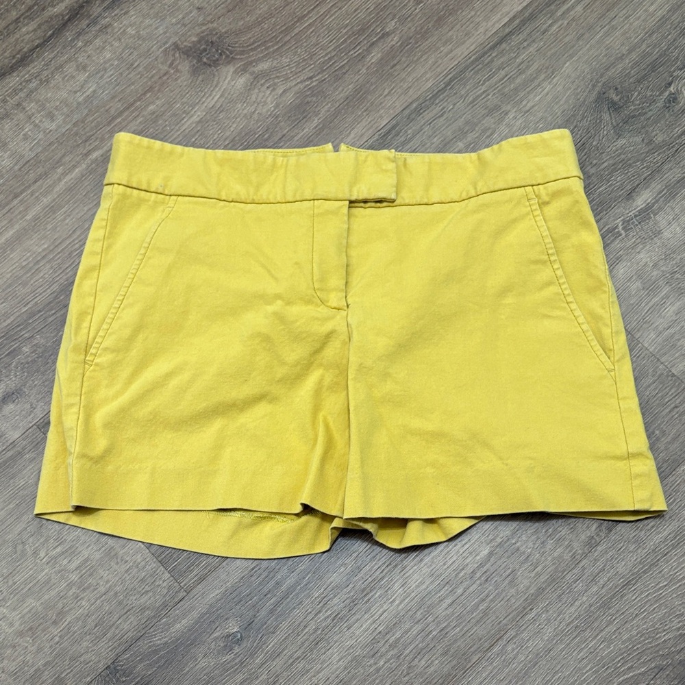 Theory Women's Yellow Mustard Tailored Cotton Shorts Size 8